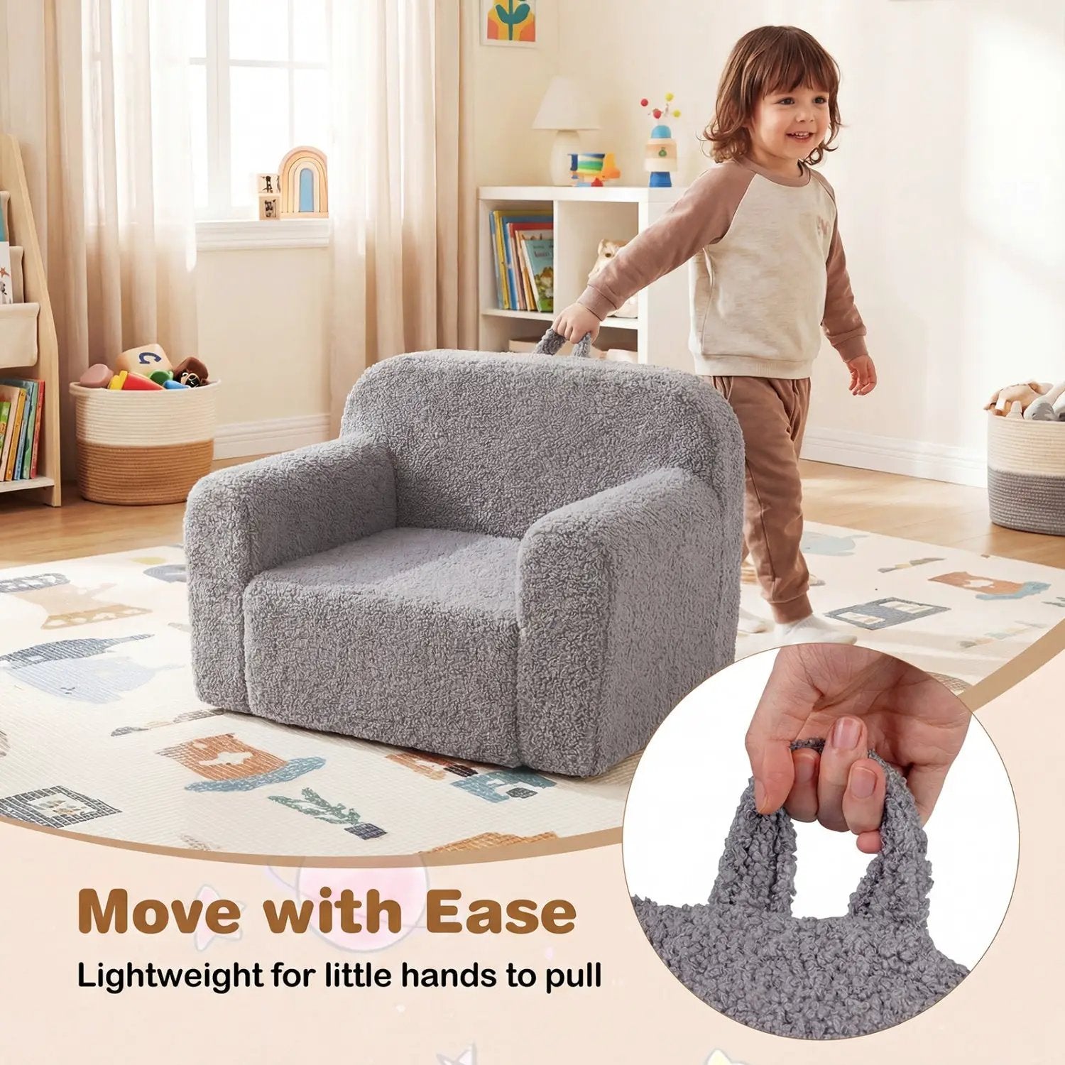 Kids Couch Portable Toddler Sofa with Anti-slip Base by DirectDeals