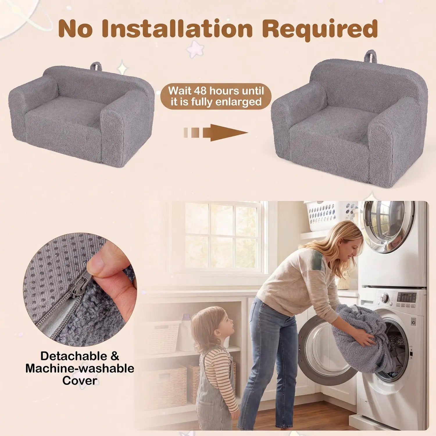Kids Couch Portable Toddler Sofa with Anti-slip Base by DirectDeals