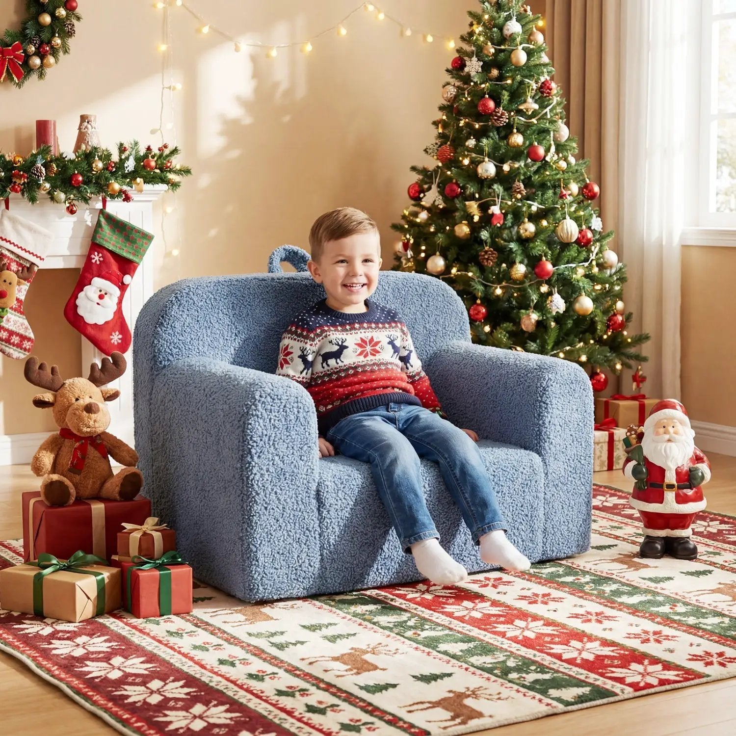 Kids Couch Portable Toddler Sofa with Anti-slip Base by DirectDeals