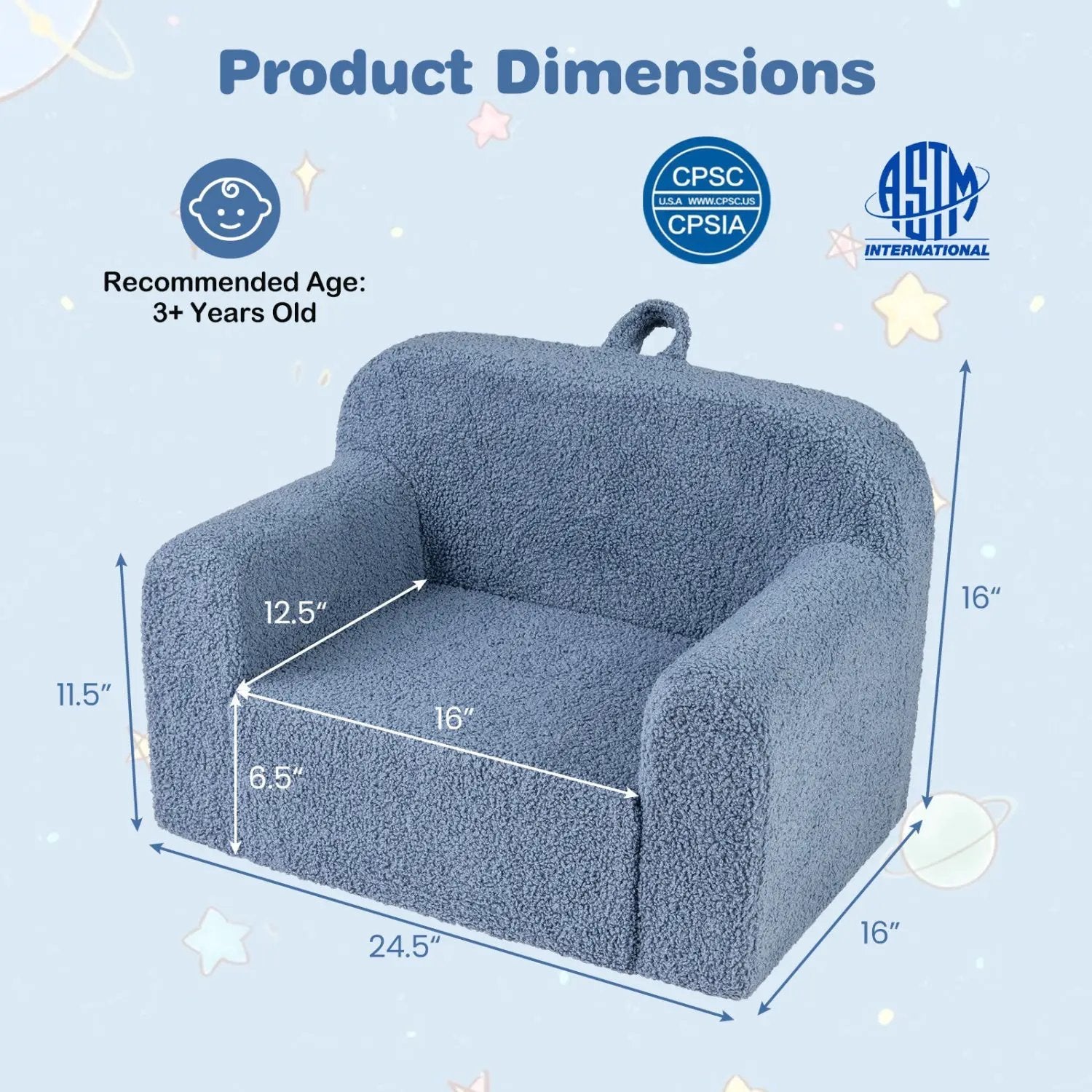 Kids Couch Portable Toddler Sofa with Anti-slip Base by DirectDeals