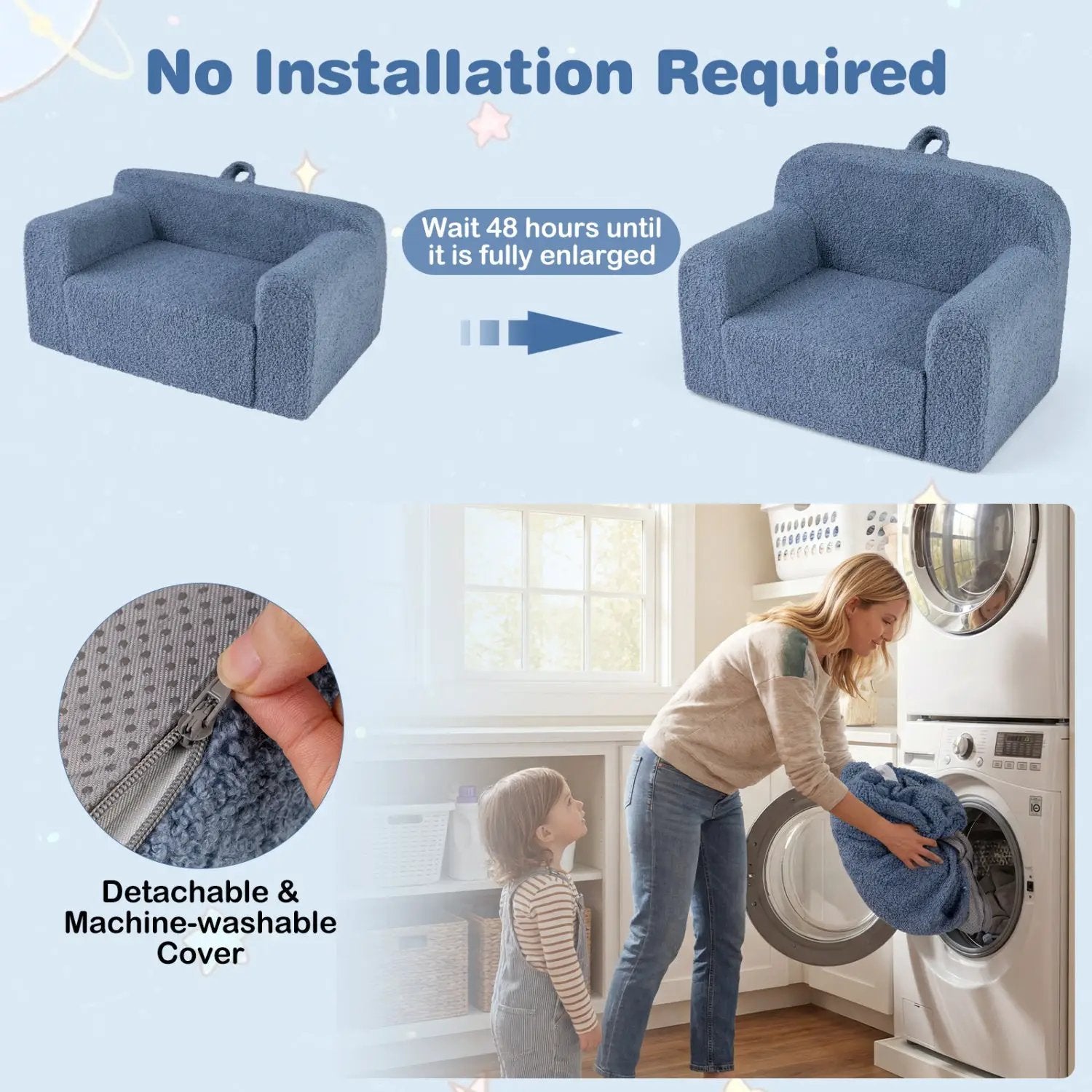 Kids Couch Portable Toddler Sofa with Anti-slip Base by DirectDeals