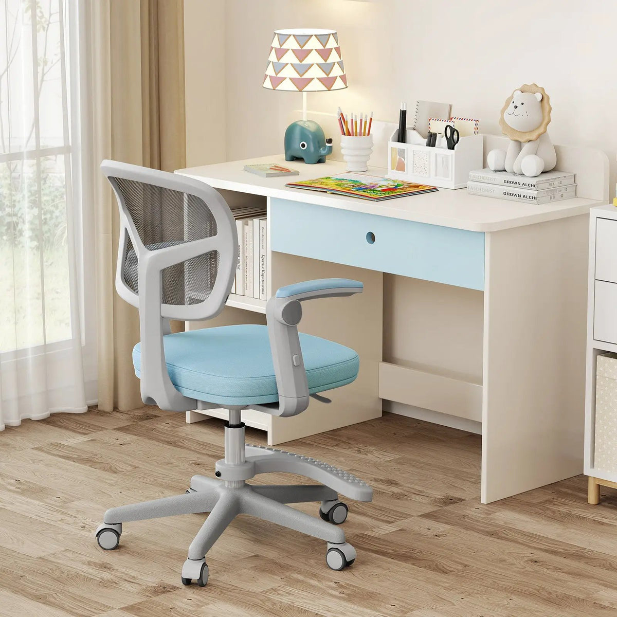 Kids Desk Chair Children Study Chair with Adjustable Height Armrest and Footrest by DirectDeals