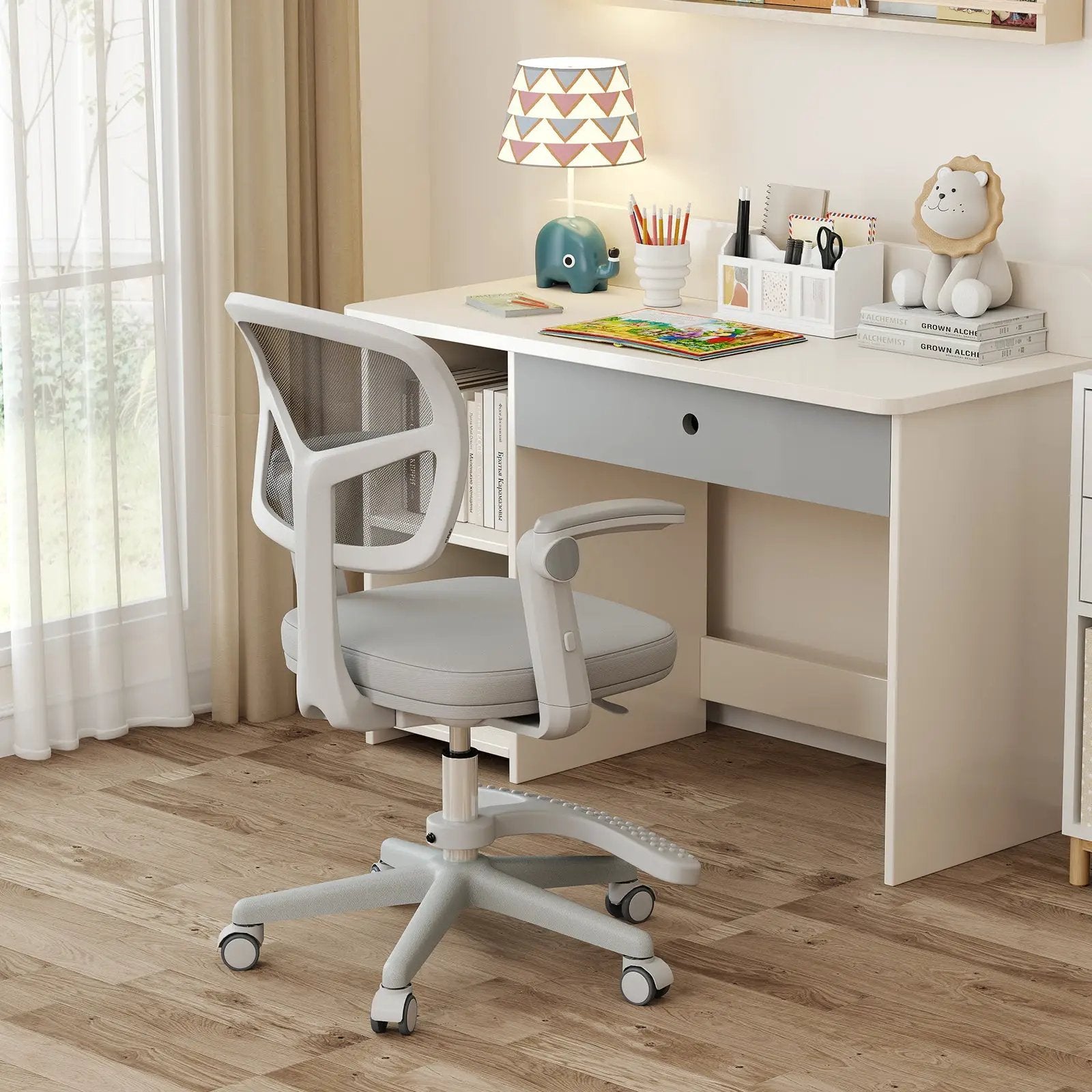 Kids Desk Chair Children Study Chair with Adjustable Height Armrest and Footrest by DirectDeals