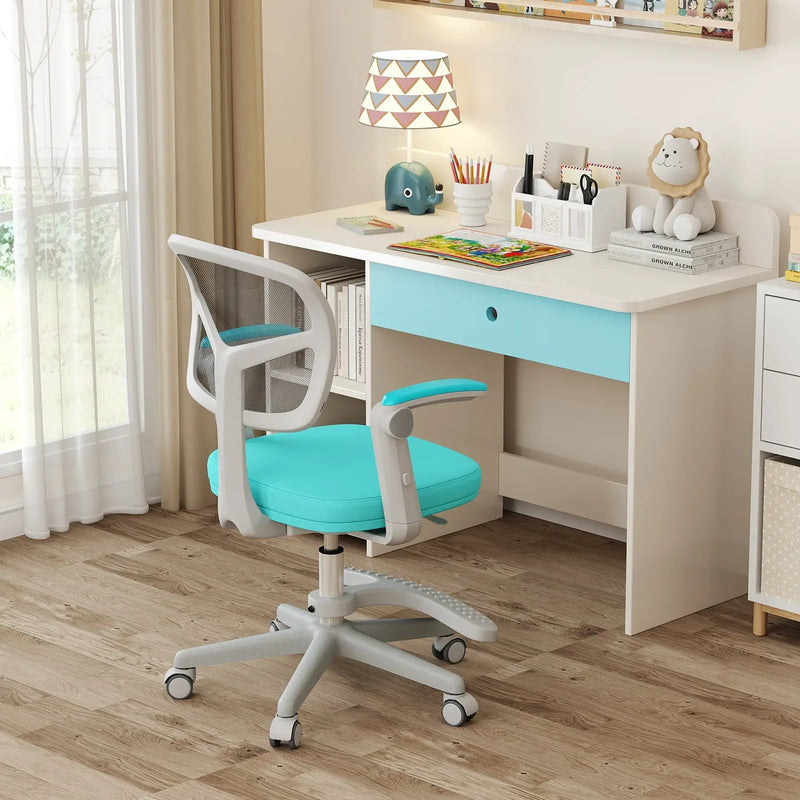 Kids Desk Chair Children Study Chair with Adjustable Height Armrest and Footrest by DirectDeals