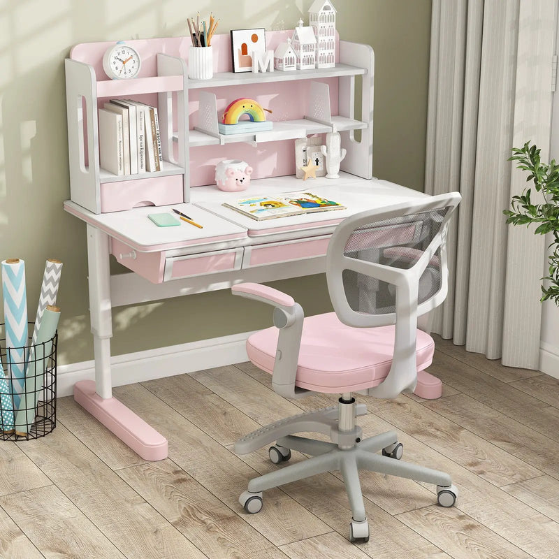 Kids Desk Chair Children Study Chair with Adjustable Height Armrest and Footrest by DirectDeals