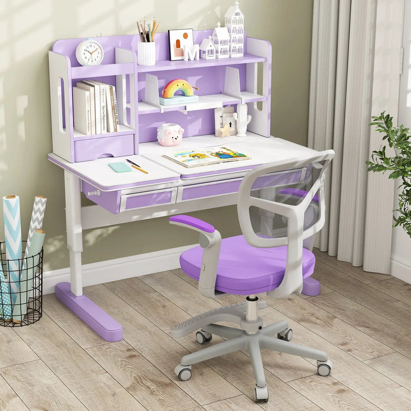 Kids Desk Chair Children Study Chair with Adjustable Height Armrest and Footrest by DirectDeals