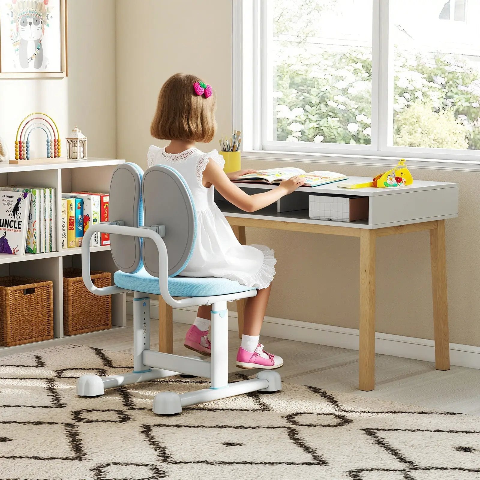 Kids Desk Chair Children Study Chair with Double Back Support and Adjustable Height by DirectDeals