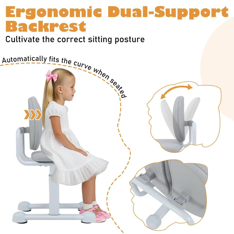 Kids Desk Chair Children Study Chair with Double Back Support and Adjustable Height by DirectDeals