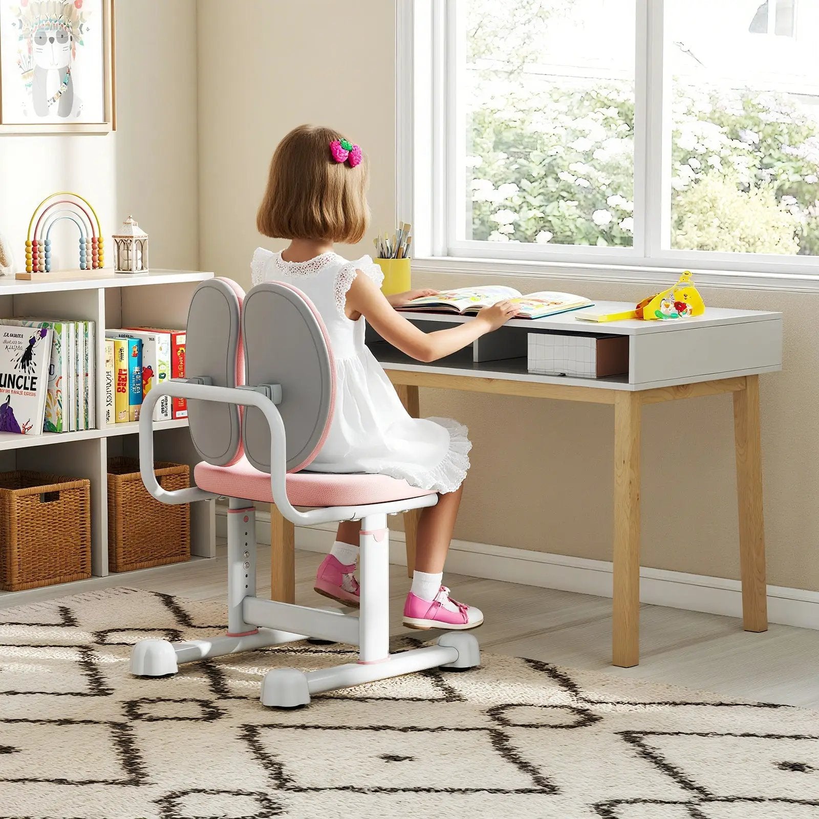 Kids Desk Chair Children Study Chair with Double Back Support and Adjustable Height by DirectDeals