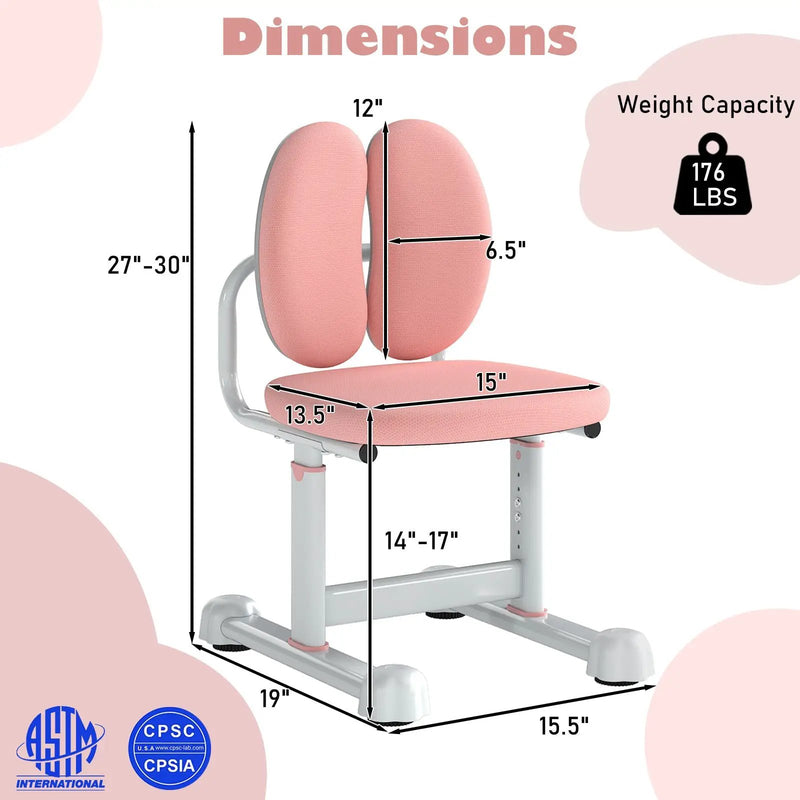 Kids Desk Chair Children Study Chair with Double Back Support and Adjustable Height by DirectDeals