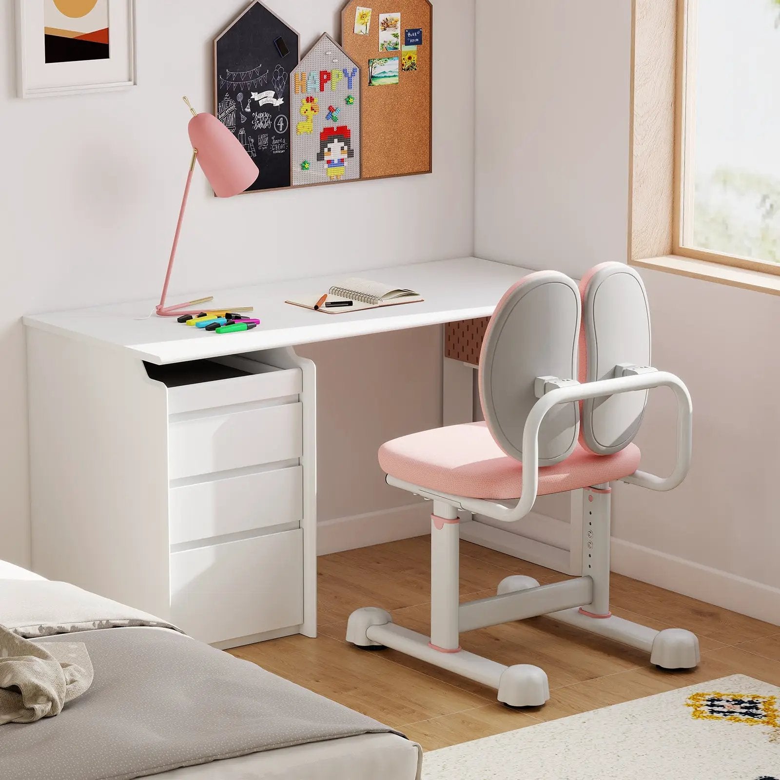 Kids Desk Chair Children Study Chair with Double Back Support and Adjustable Height by DirectDeals