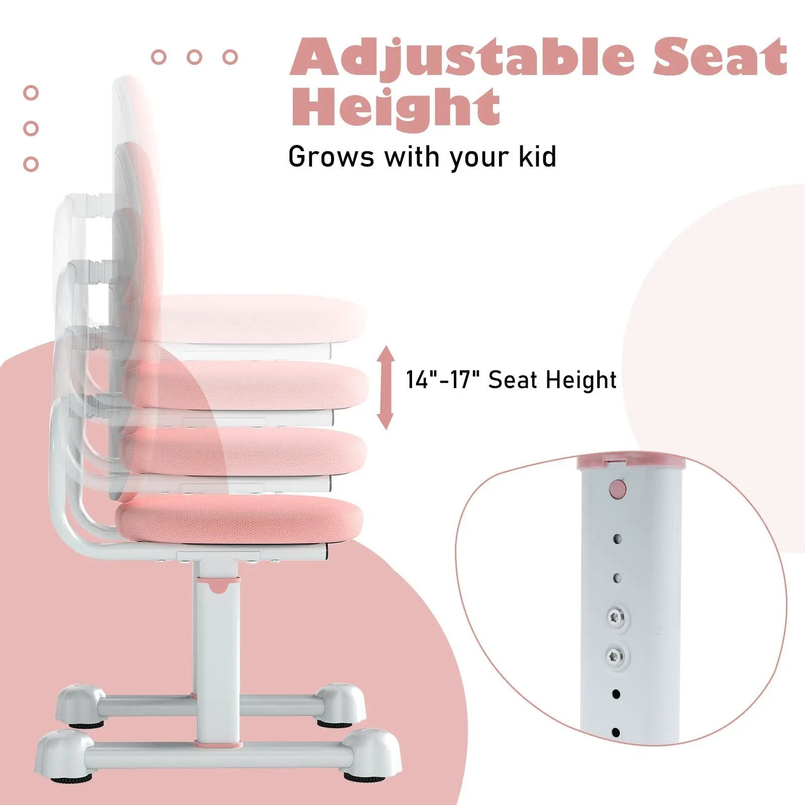 Kids Desk Chair Children Study Chair with Double Back Support and Adjustable Height by DirectDeals