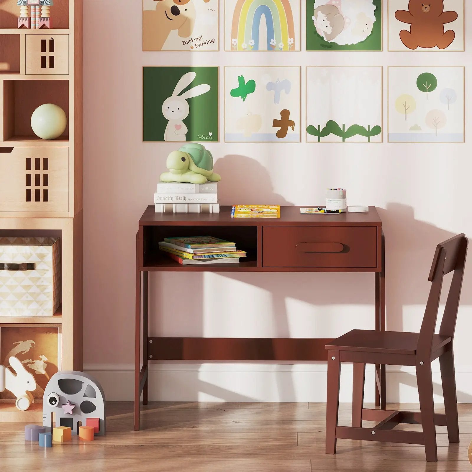 Kids Desk and Chair Set with Storage Drawer and Hutch by DirectDeals