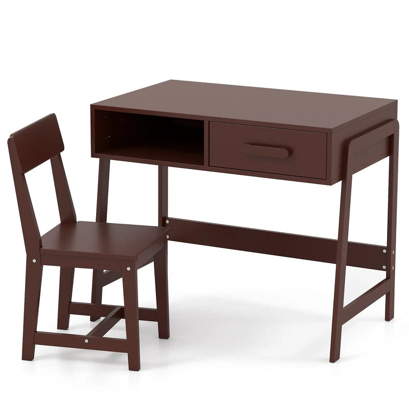 Kids Desk and Chair Set with Storage Drawer and Hutch by DirectDeals