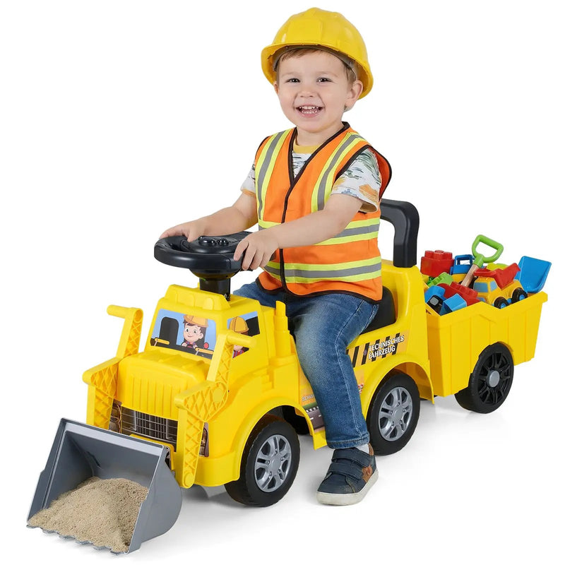 Kids Digger Ride on Truck with Shovel and Under-Seat Compartment by DirectDeals