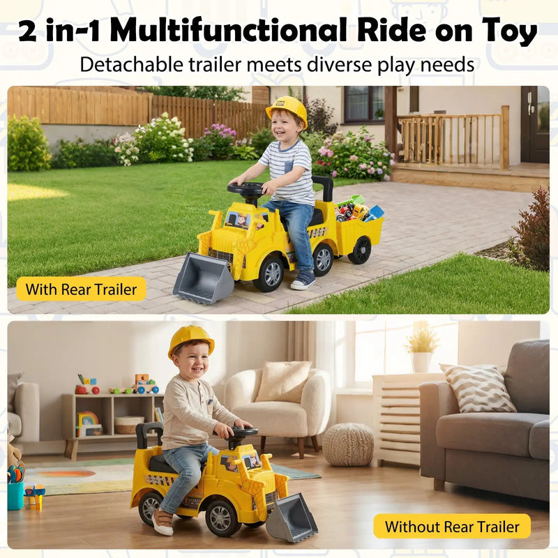 Kids Digger Ride on Truck with Shovel and Under-Seat Compartment by DirectDeals