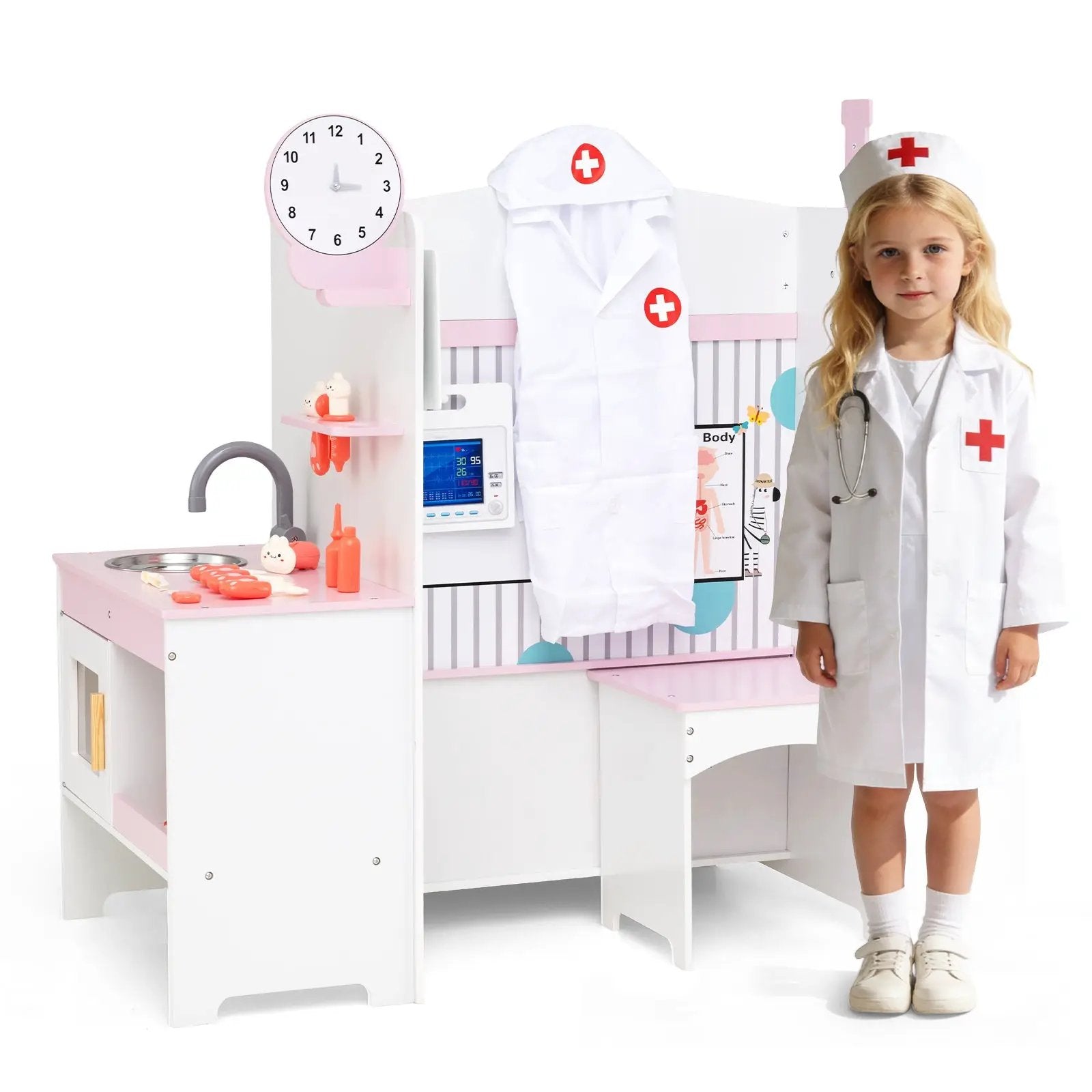 Kids Doctor Play Set with Adjustable Height Bar by DirectDeals