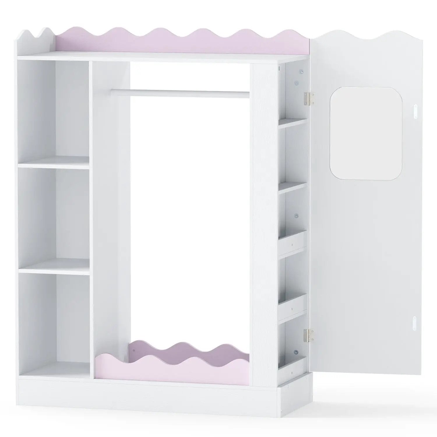 Kids Dress Up Storage with Mirror and Hanging Rack - Pink by DirectDeals