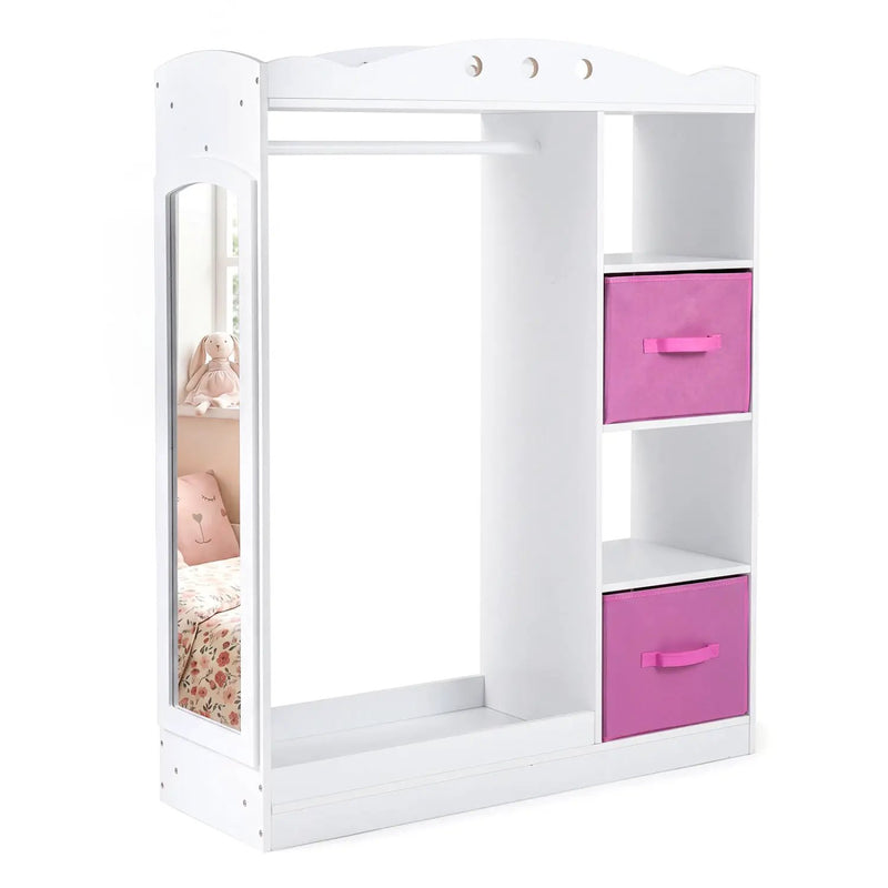 Kids Dress Up Storage with Full Length Mirror - Pink by DirectDeals