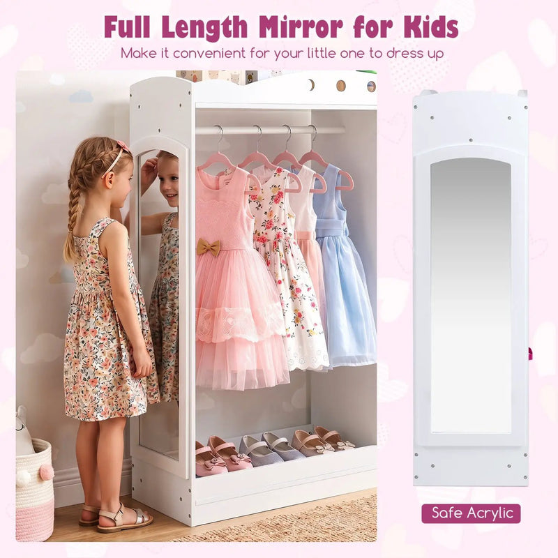 Kids Dress Up Storage with Full Length Mirror - Pink by DirectDeals