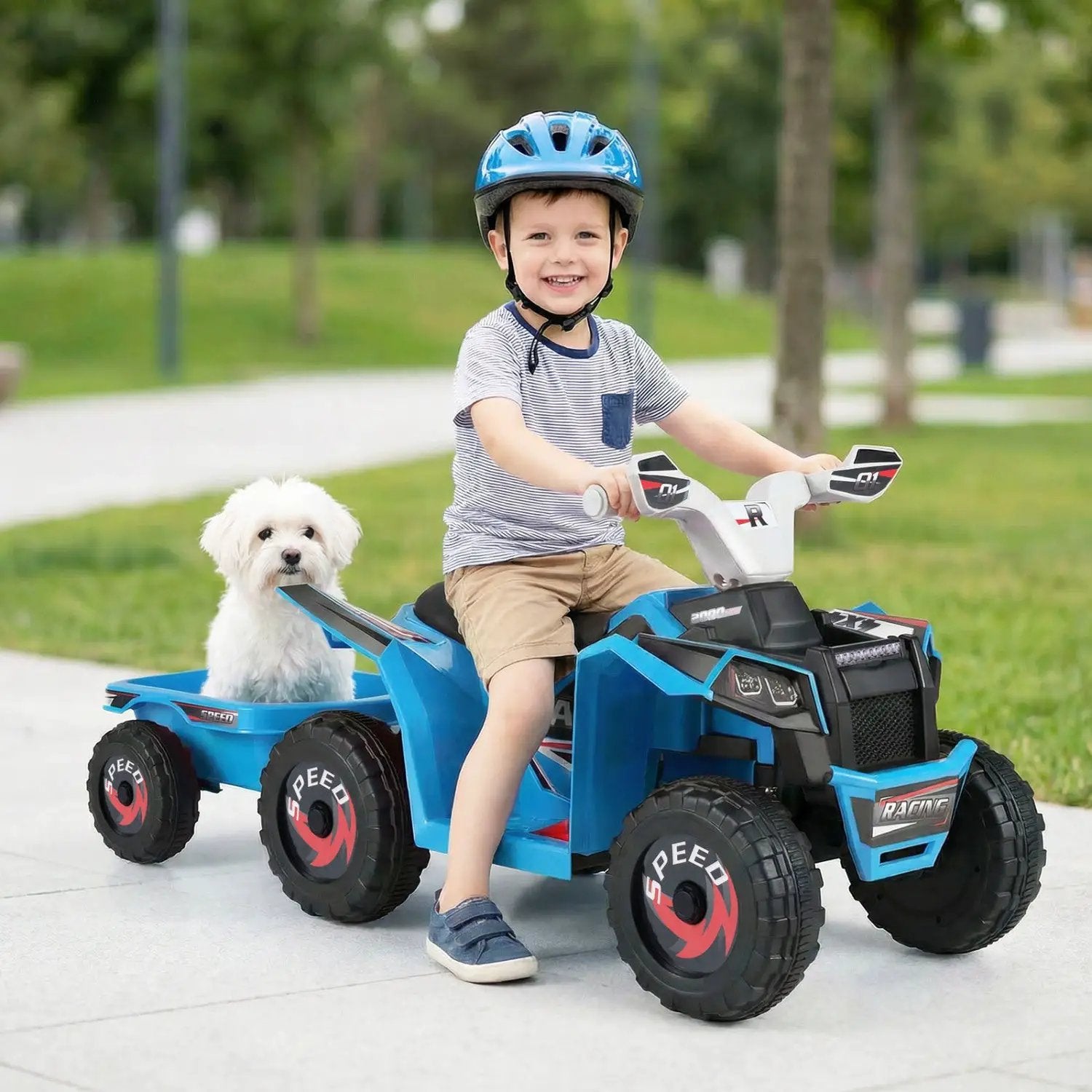 6V Kids Electric ATV Quad Car with Detachable Trailer by DirectDeals