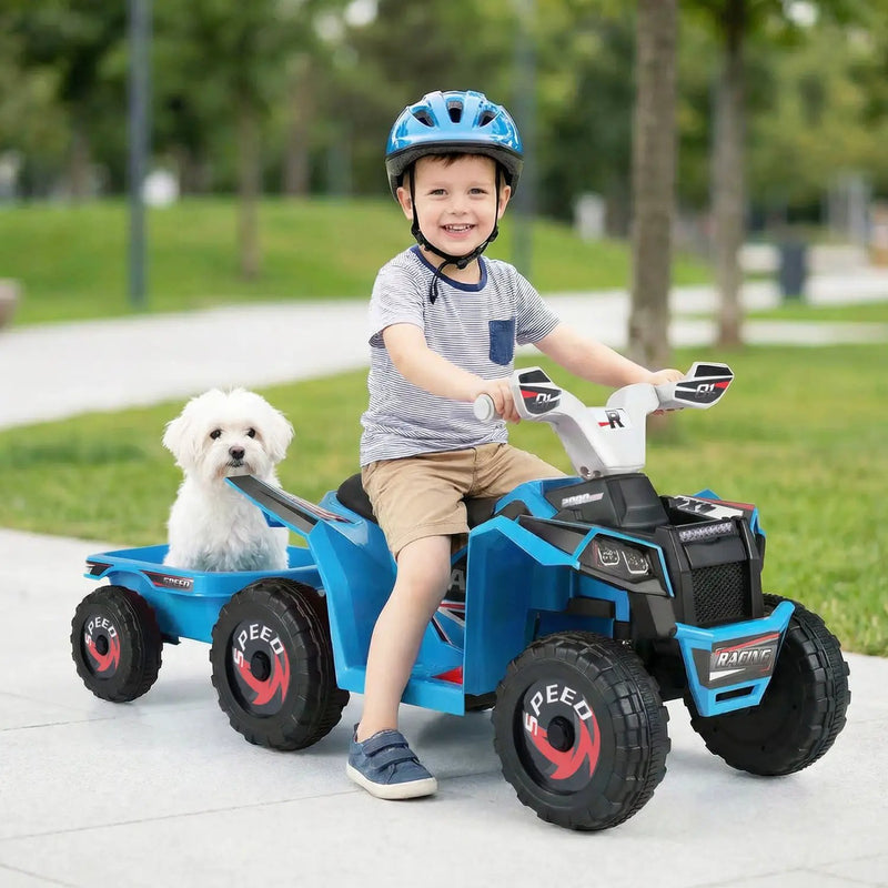 6V Kids Electric ATV Quad Car with Detachable Trailer by DirectDeals