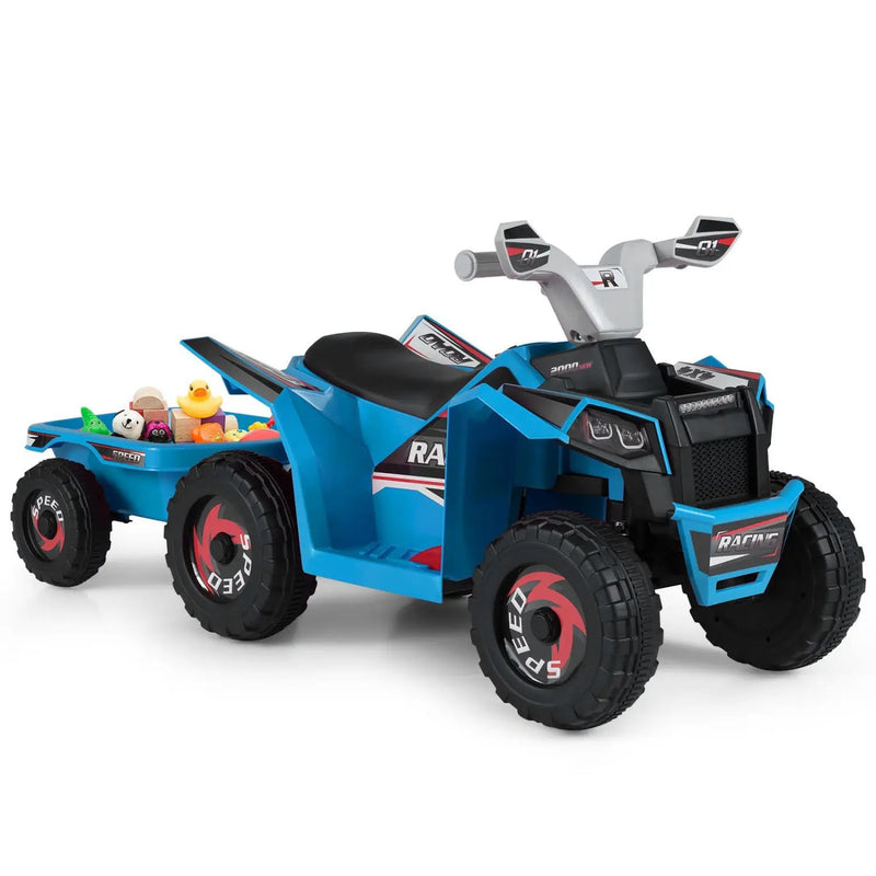6V Kids Electric ATV Quad Car with Detachable Trailer by DirectDeals