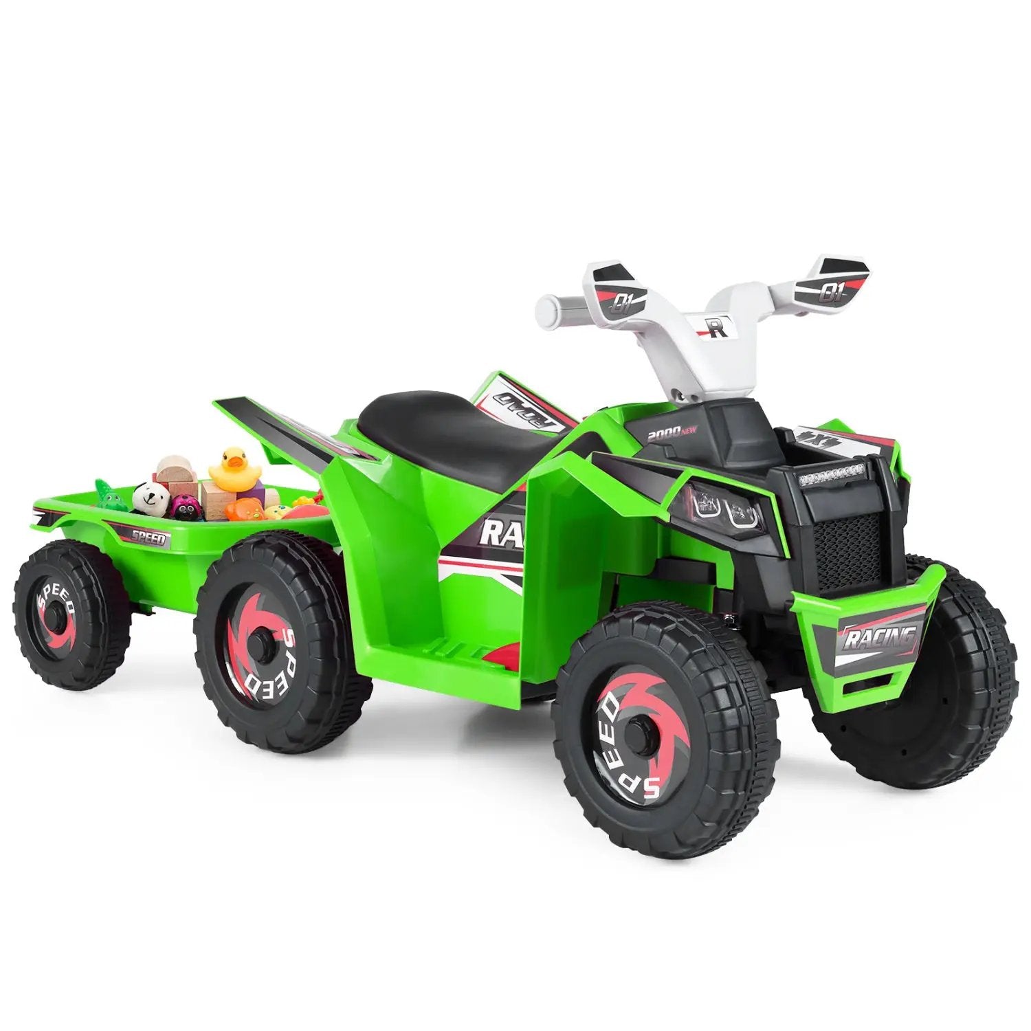 6V Kids Electric ATV Quad Car with Detachable Trailer by DirectDeals