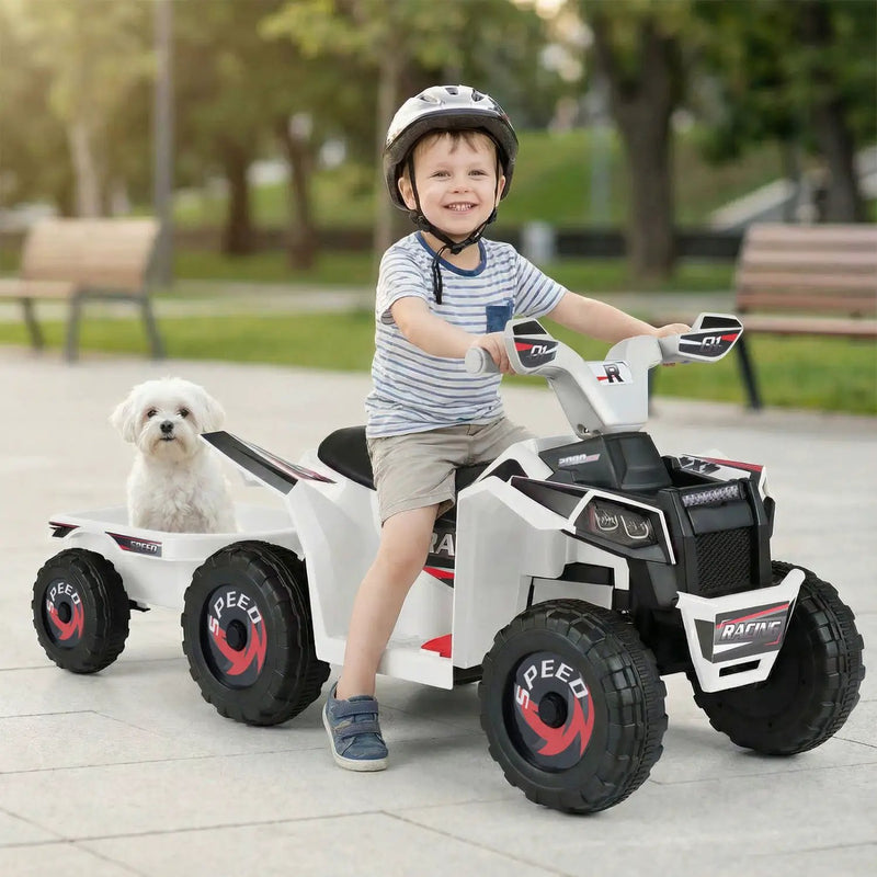 6V Kids Electric ATV Quad Car with Detachable Trailer by DirectDeals