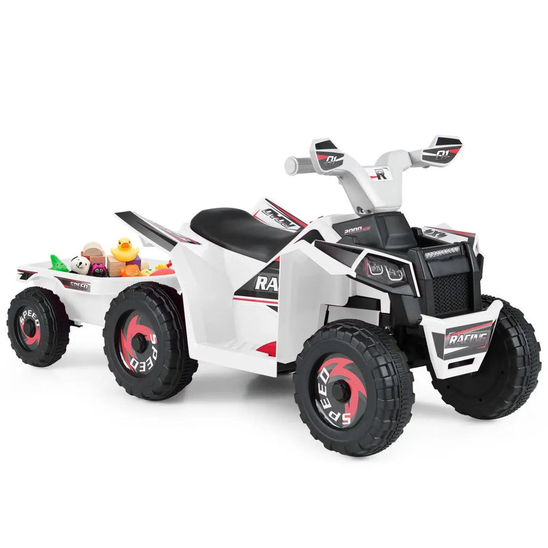 6V Kids Electric ATV Quad Car with Detachable Trailer by DirectDeals