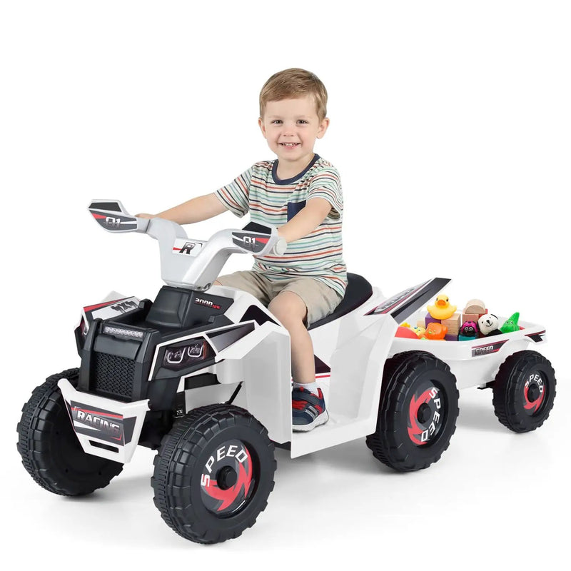 6V Kids Electric ATV Quad Car with Detachable Trailer by DirectDeals