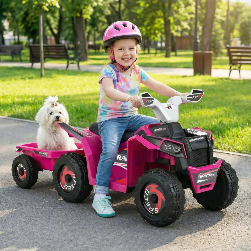 6V Kids Electric ATV Quad Car with Detachable Trailer by DirectDeals