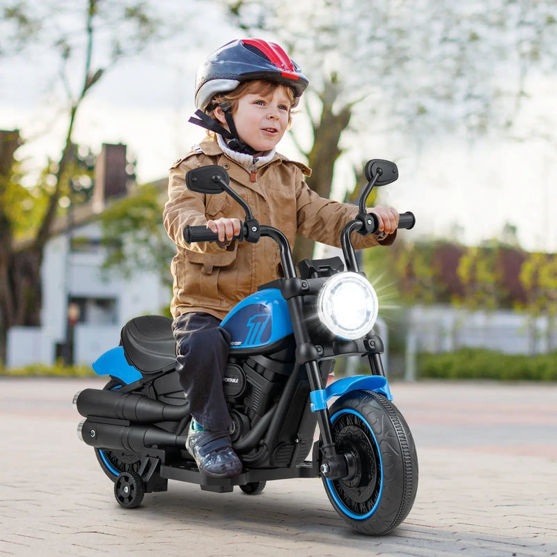 Kids Electric Motorcycle with Training Wheels and LED Headlights by DirectDeals