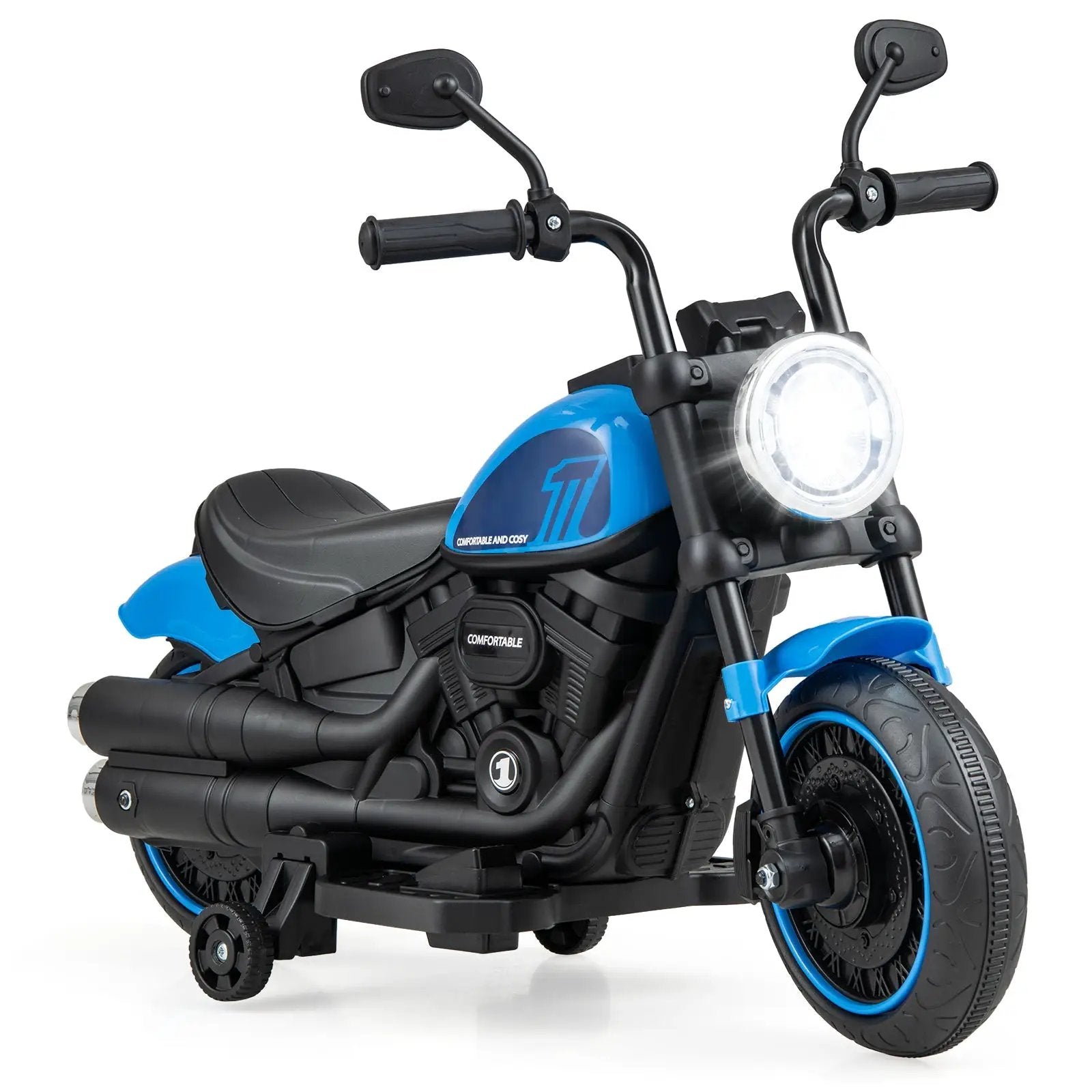 Kids Electric Motorcycle with Training Wheels and LED Headlights by DirectDeals