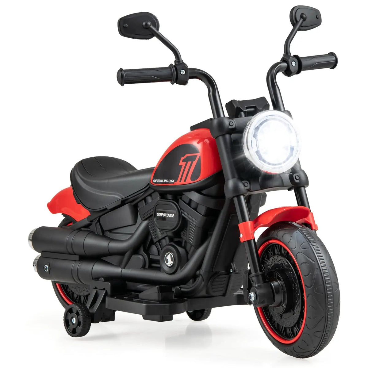 Kids Electric Motorcycle with Training Wheels and LED Headlights by DirectDeals