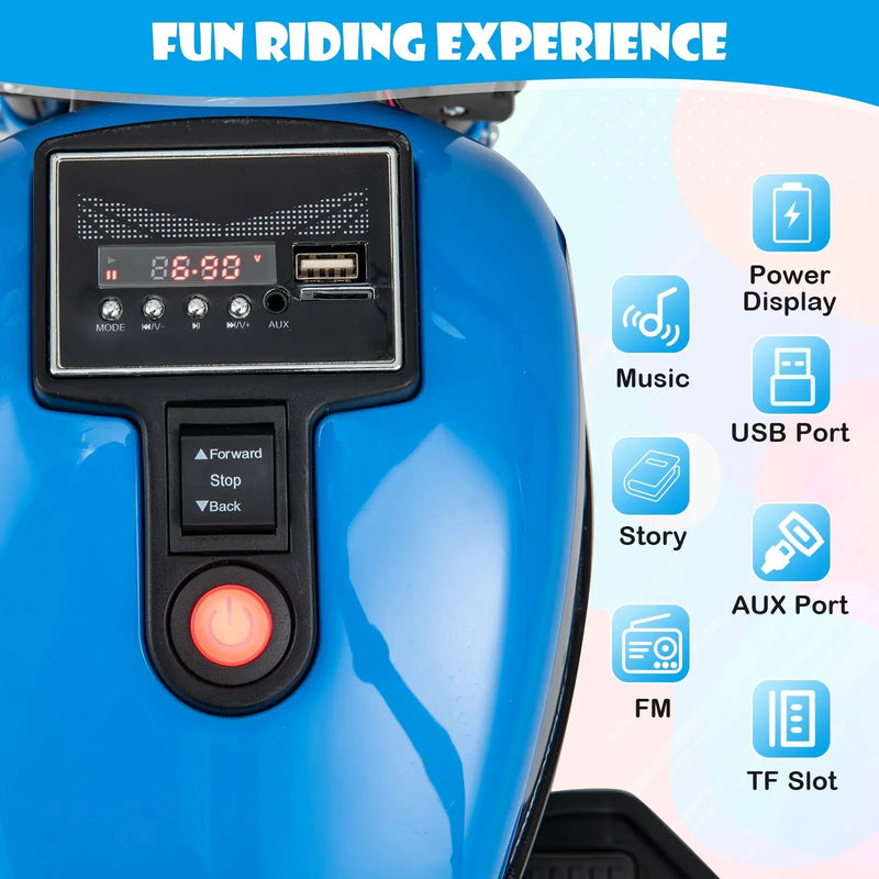 Kids Electric Motorcycle with Training Wheels and LED Headlights by DirectDeals