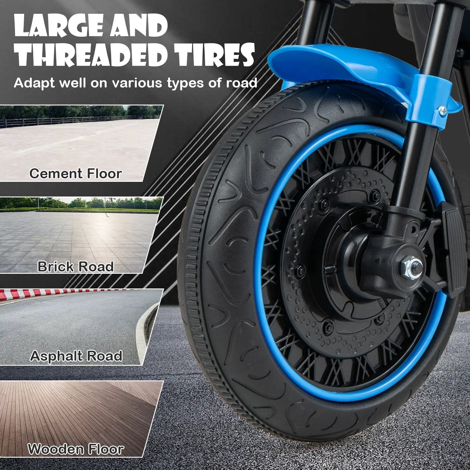 Kids Electric Motorcycle with Training Wheels and LED Headlights by DirectDeals
