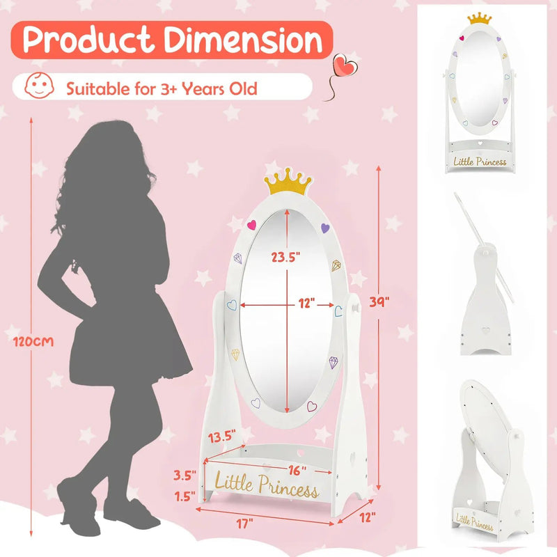 Kids Full Length Mirror with Rotatable Design and Shelf by DirectDeals