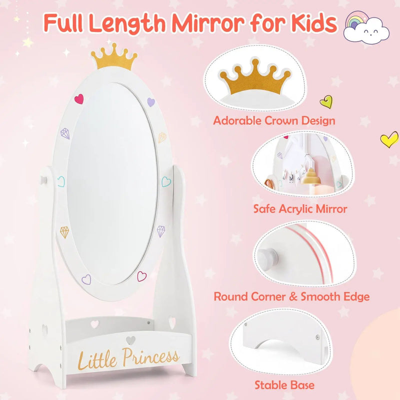Kids Full Length Mirror with Rotatable Design and Shelf by DirectDeals