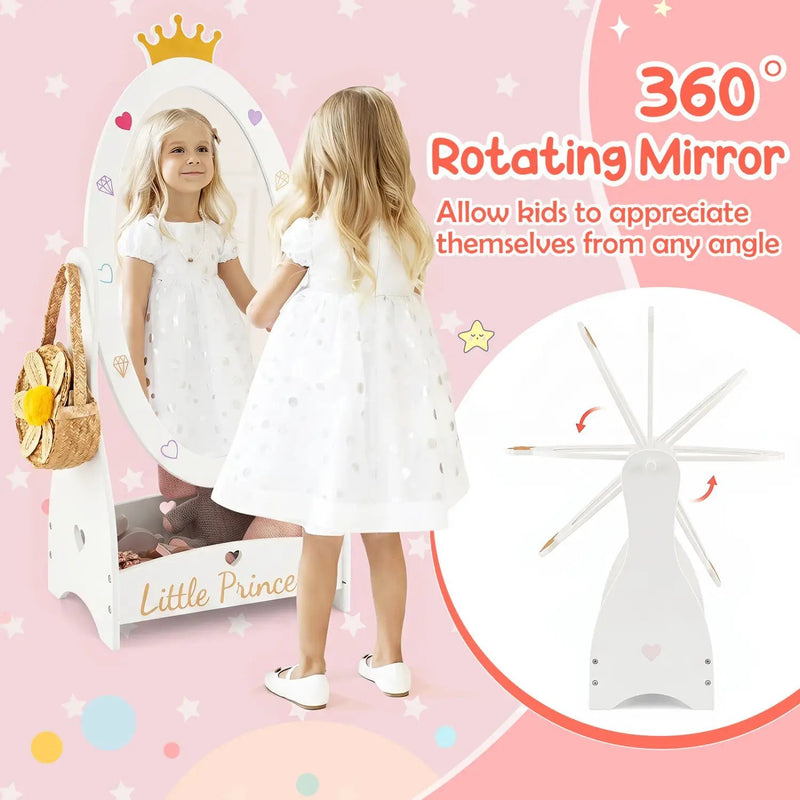 Kids Full Length Mirror with Rotatable Design and Shelf by DirectDeals