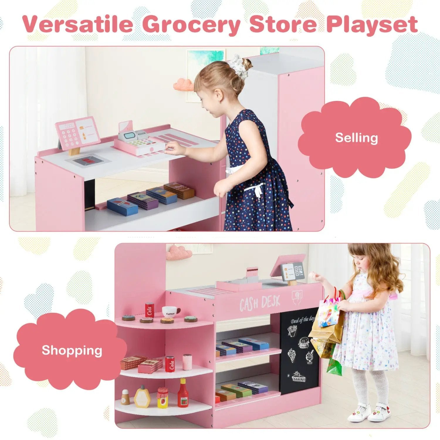 Kids Grocery Store Playset with Cash Register & POS Machine by DirectDeals