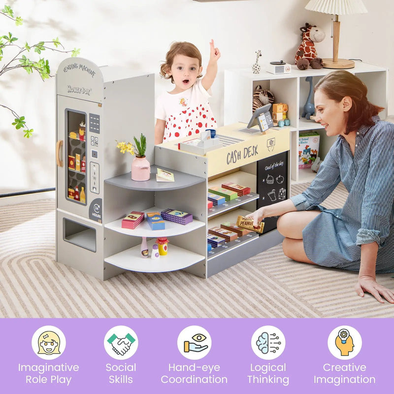 Kids Grocery Store Playset with Cash Register POS Machine-Gray by DirectDeals