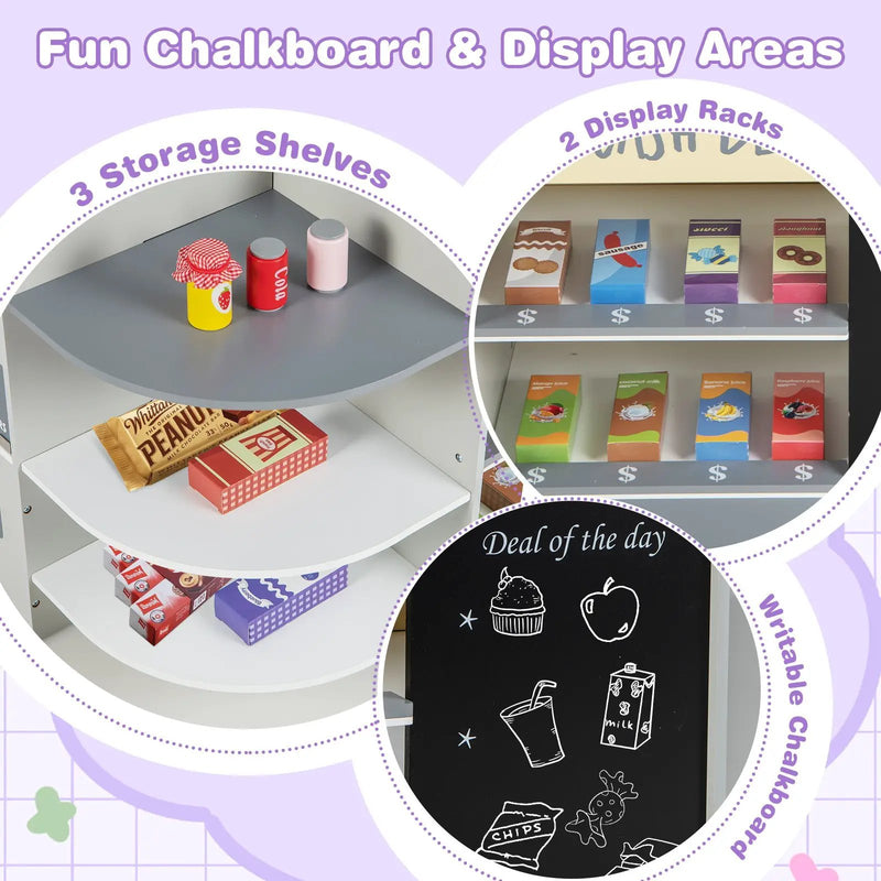 Kids Grocery Store Playset with Cash Register POS Machine-Gray by DirectDeals