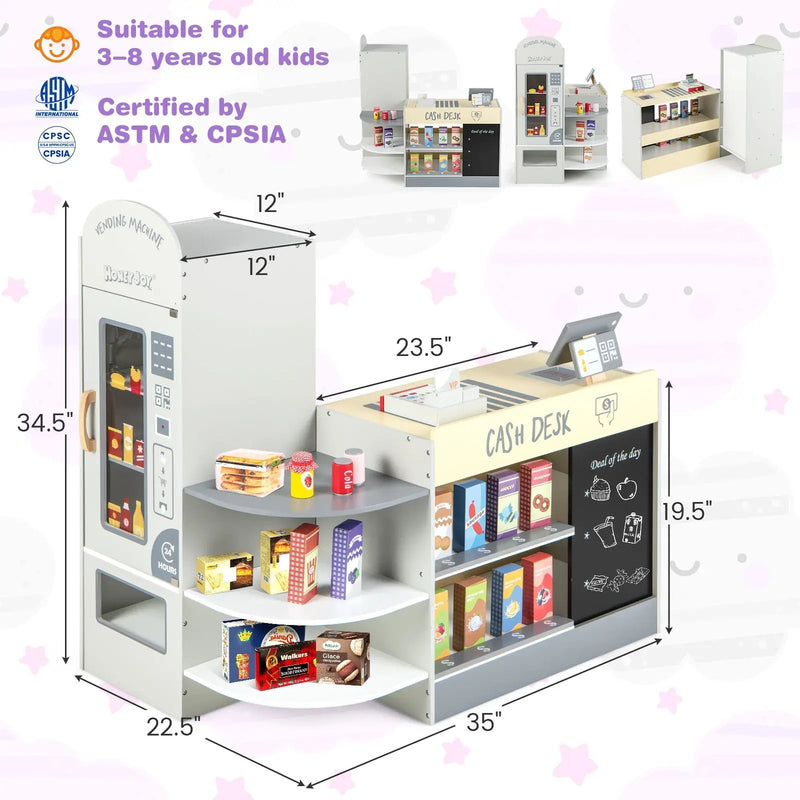 Kids Grocery Store Playset with Cash Register POS Machine-Gray by DirectDeals