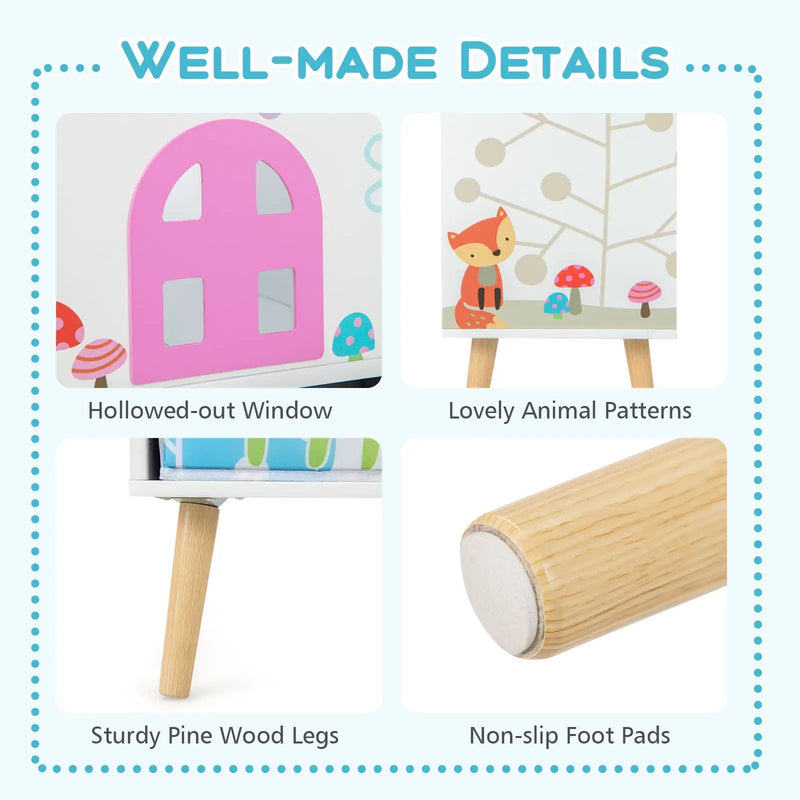 Kids House-shaped Bookshelf with 2 Storage Bins for Kids Room Playroom-White by DirectDeals