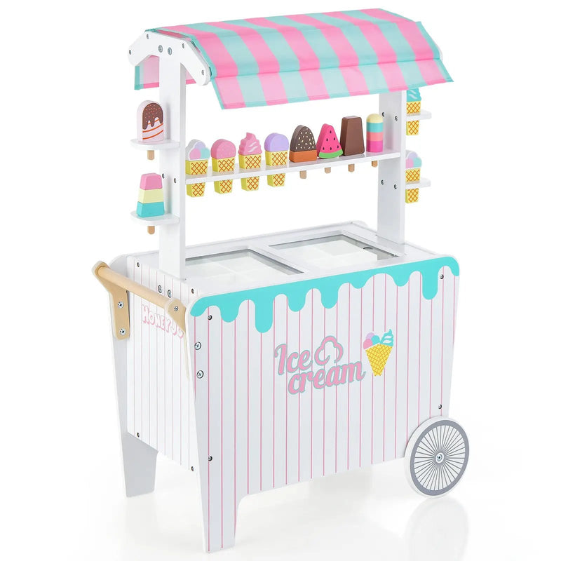 Kids Ice Cream Cart Playset with Display Rack and Accessories by DirectDeals