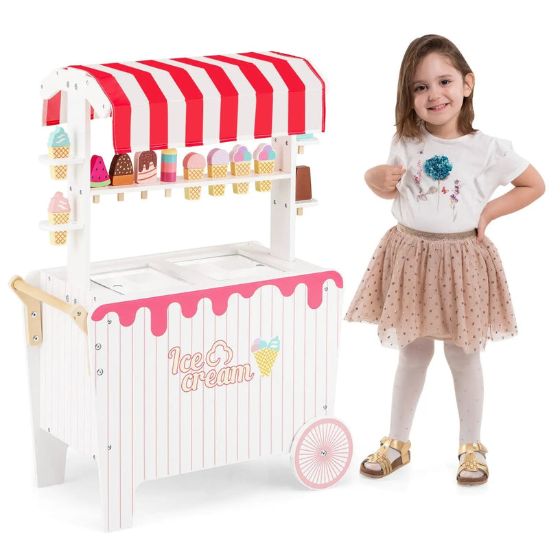 Ice Cream Cart Playset with Display Rack and Accessories by DirectDeals