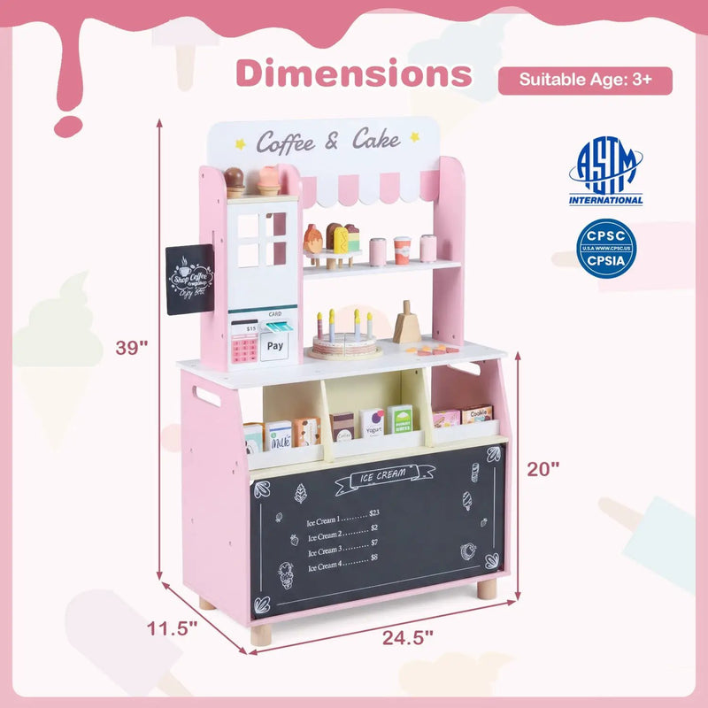 Kids Ice Cream Shop Playset with 27 Accessories - Ages 3+ by DirectDeals
