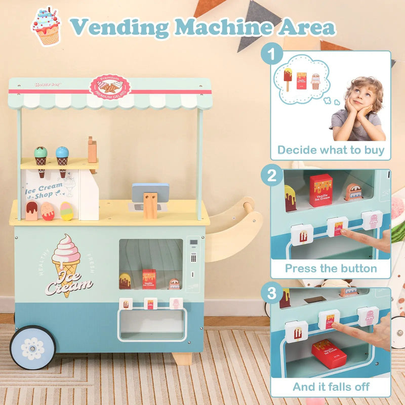 Kids Ice Cream Truck Pretend Play Set for Toddlers with Vending Machine by DirectDeals