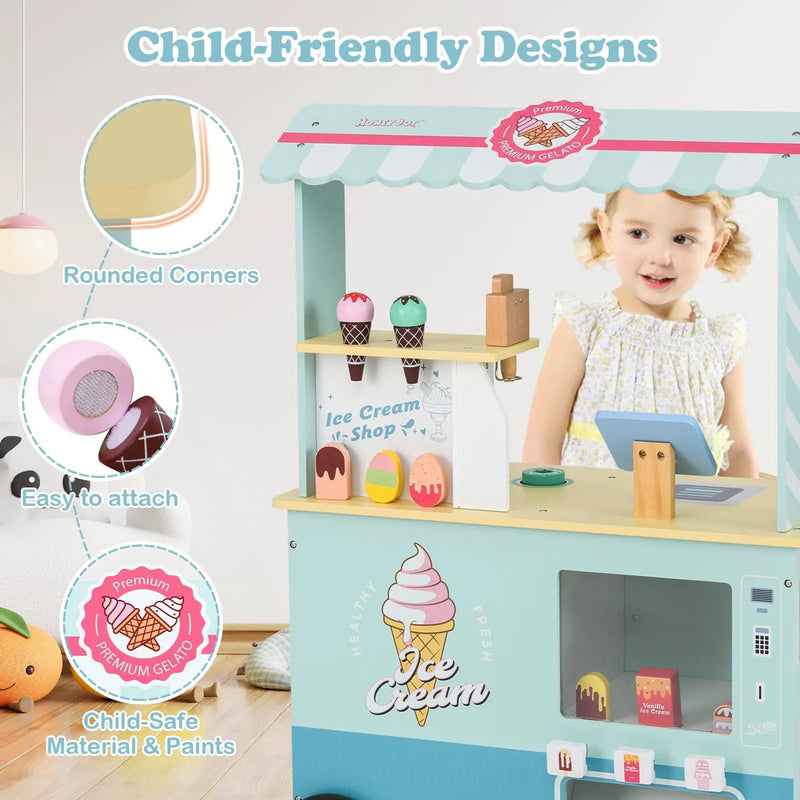 Kids Ice Cream Truck Pretend Play Set for Toddlers with Vending Machine by DirectDeals